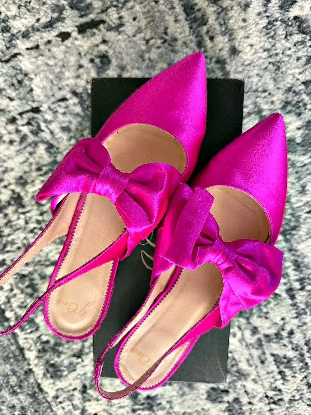 J.Crew Gwen Slingback Flats with Bow in Satin Gwen Satin Bow Slingback Flats